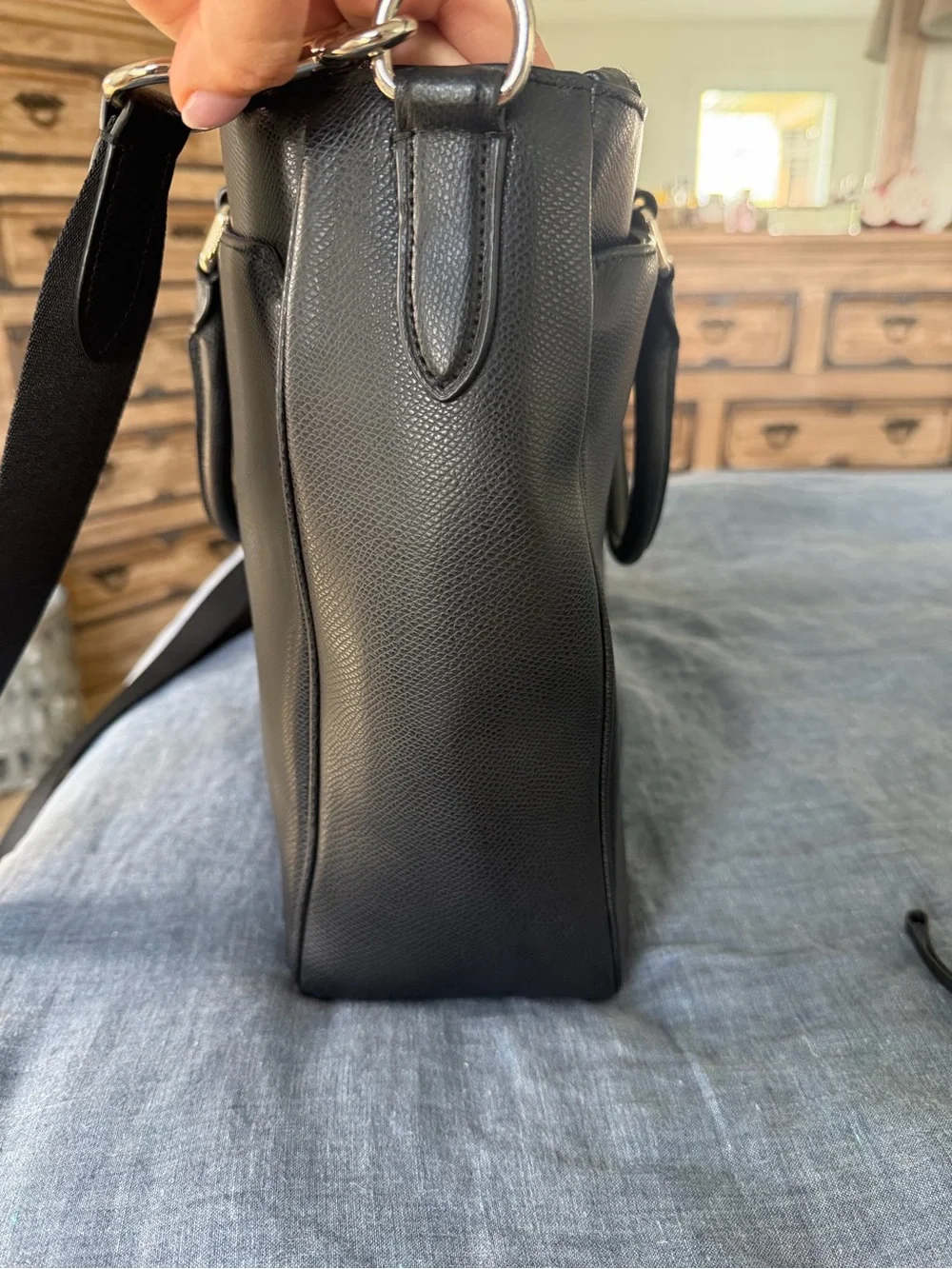 Coach F54775 Perry Metropolitan Black Leather Triple Compartment Briefcase
